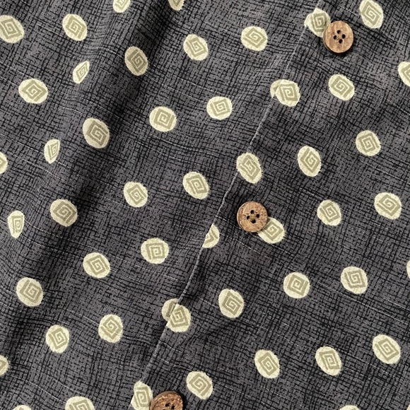 Tommy Bahama Silk Button Up Shirt Mens Large Gray Geometric Circle Camp Resort - Picture 5 of 8